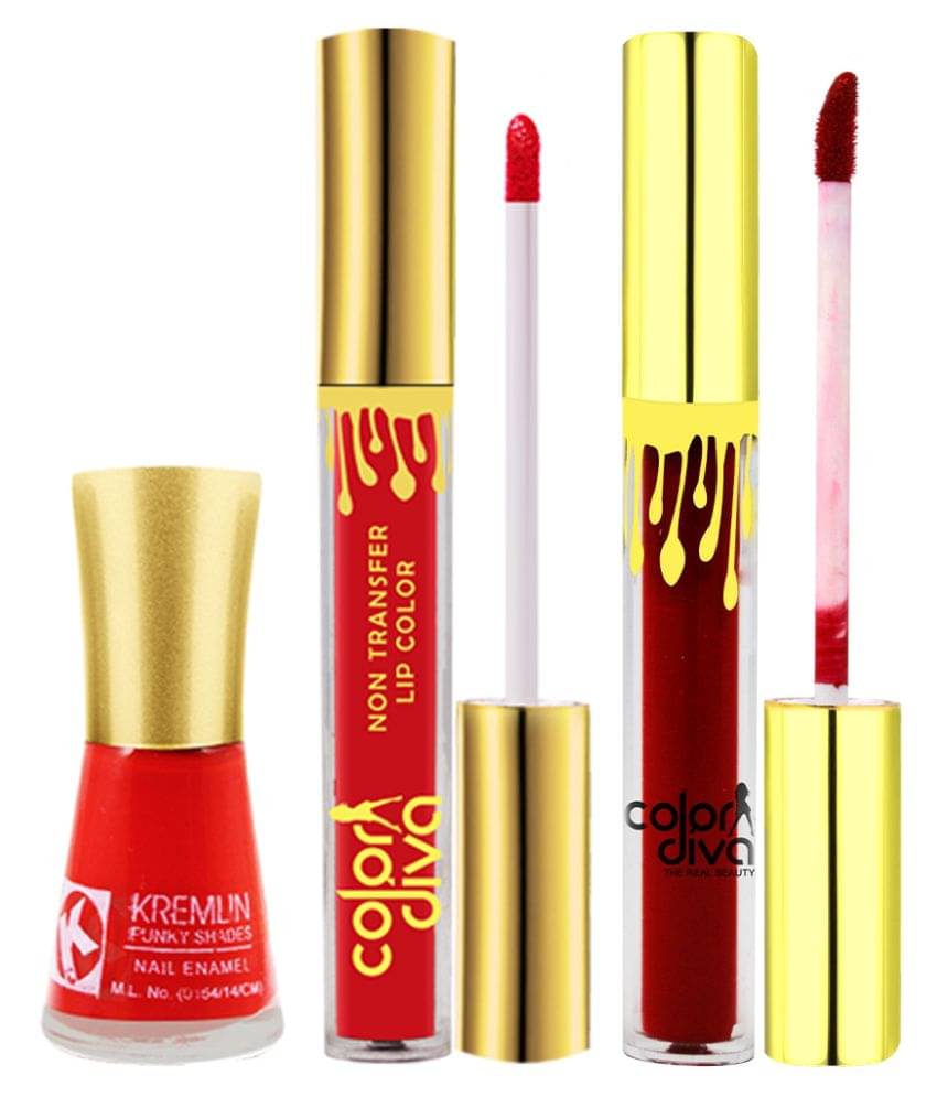 Adbeni Combo-Color Diva Liquid Sindoor, Lipstick, Kremlin Nail Polish(GC1439) Makeup Kit Pack of 3 20 Adbeni Combo-Color Diva Liquid Sindoor, Lipstick, Kremlin Nail Polish(GC1439) Makeup Kit Pack of 3 20