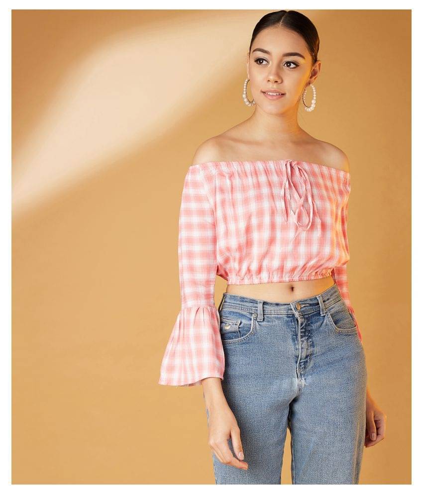     			Chimpaaanzee Women's Viscose Crop Top ( Pink )