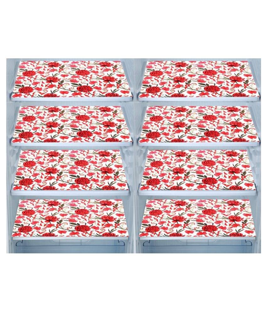 E-Retailer Set of 8 PVC Red Fridge Mats E-Retailer Set of 8 PVC Red Fridge Mats