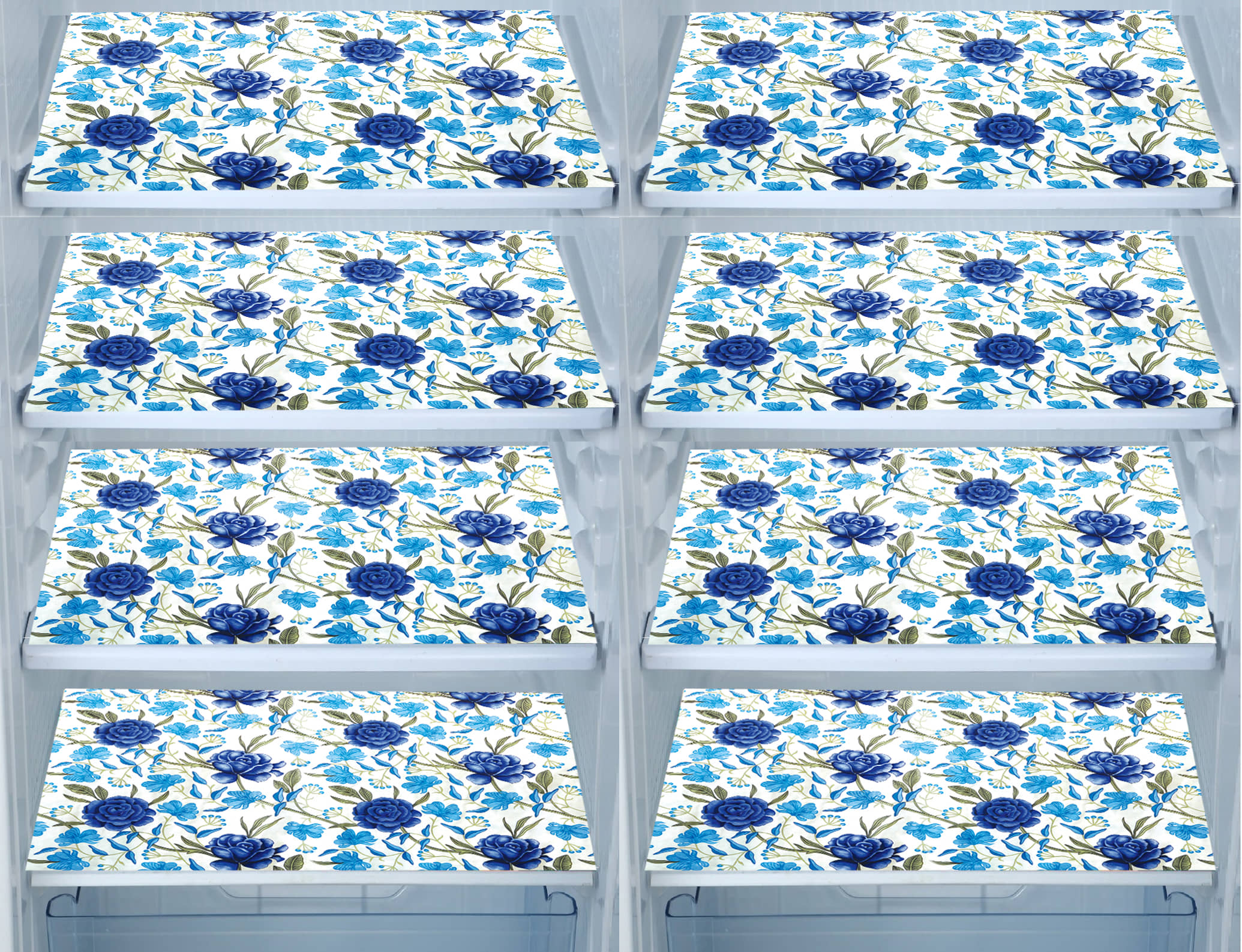 E-Retailer Set of 8 PVC Blue Fridge Mats