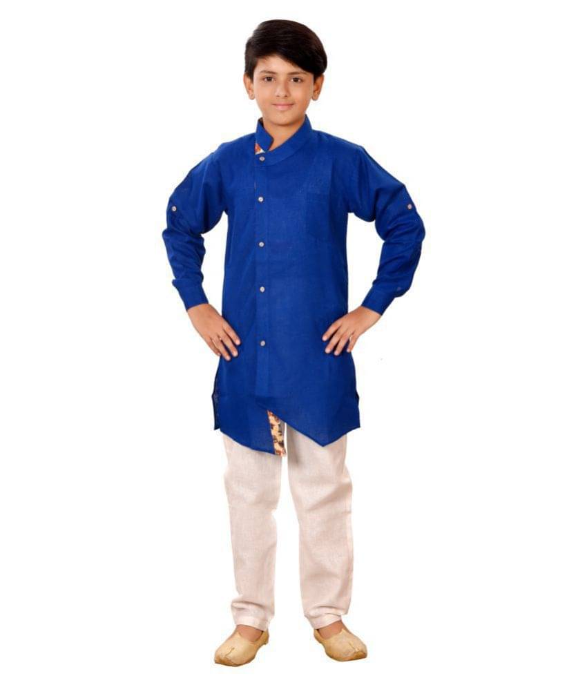     			Fourfolds Pack of 1 Boys Cotton Blend ( Blue )