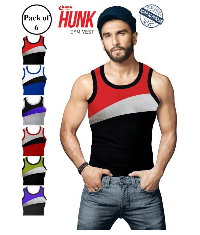 Rupa Hunk Multi Sleeveless Vests Pack of 6 Rupa Hunk Multi Sleeveless Vests Pack of 6