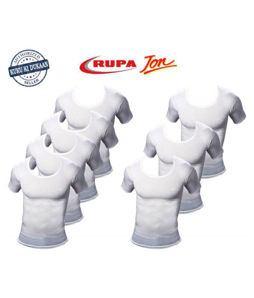     			Rupa White Half Sleeve Vests Pack of 7