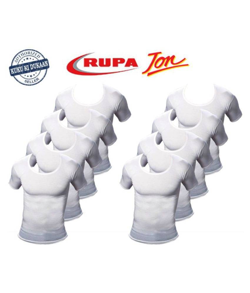 Rupa White Half Sleeve Vests Pack of 8 Rupa White Half Sleeve Vests Pack of 8
