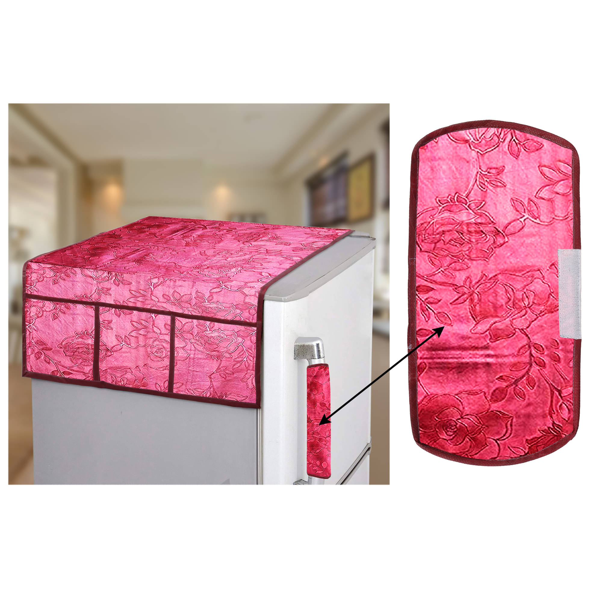 E-Retailer Set of 2 PVC Red Fridge Top Cover E-Retailer Set of 2 PVC Red Fridge Top Cover