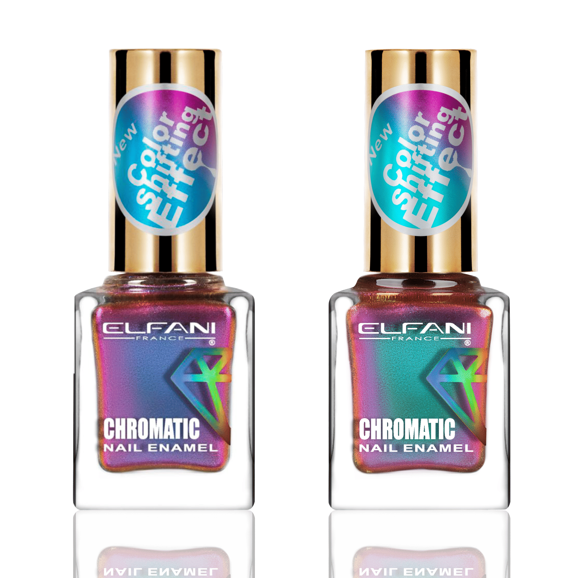 Elfani Nail Polish Multi Multichrome Pack of 2 18 mL Elfani Nail Polish Multi Multichrome Pack of 2 18 mL