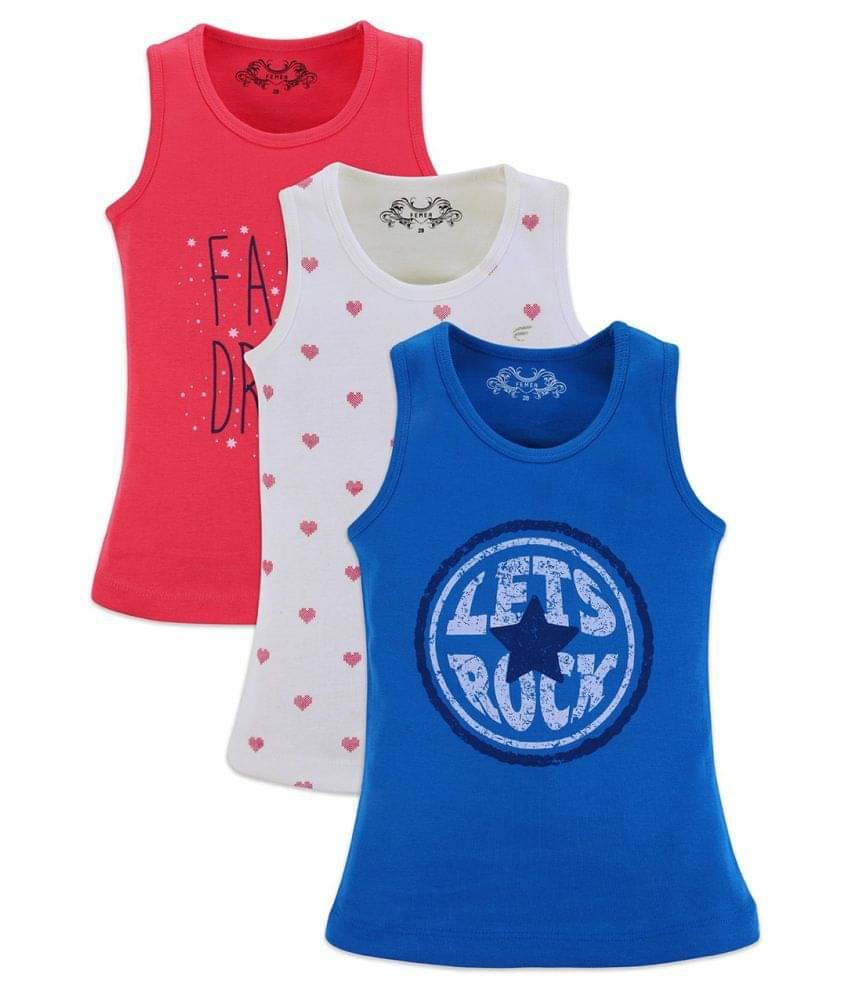     			Femea Vest For Girls Cotton (Multicolor, Pack of 3)