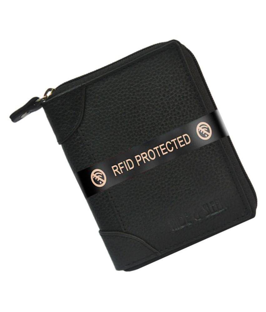 Hide&Sleek RFID Protected Black Genuine Leather Card Holder Zipper Clouser Hide&Sleek RFID Protected Black Genuine Leather Card Holder Zipper Clouser
