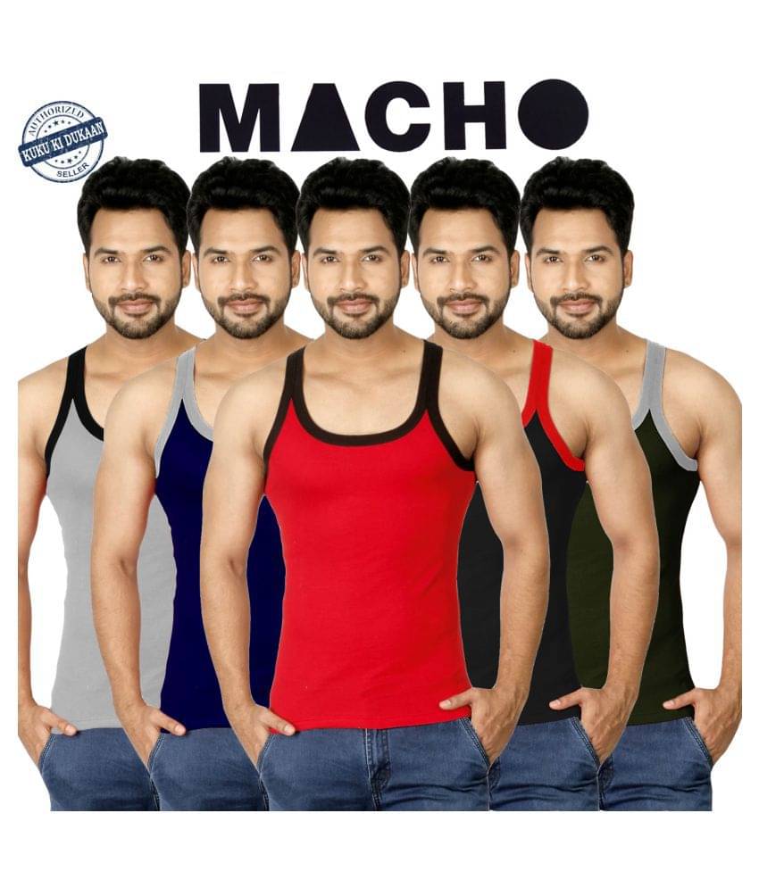     			Macho Sporto Multi Sleeveless Vests Pack of 5