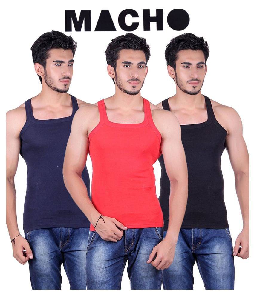     			Macho Sporto Multi Sleeveless Vests Pack of 3