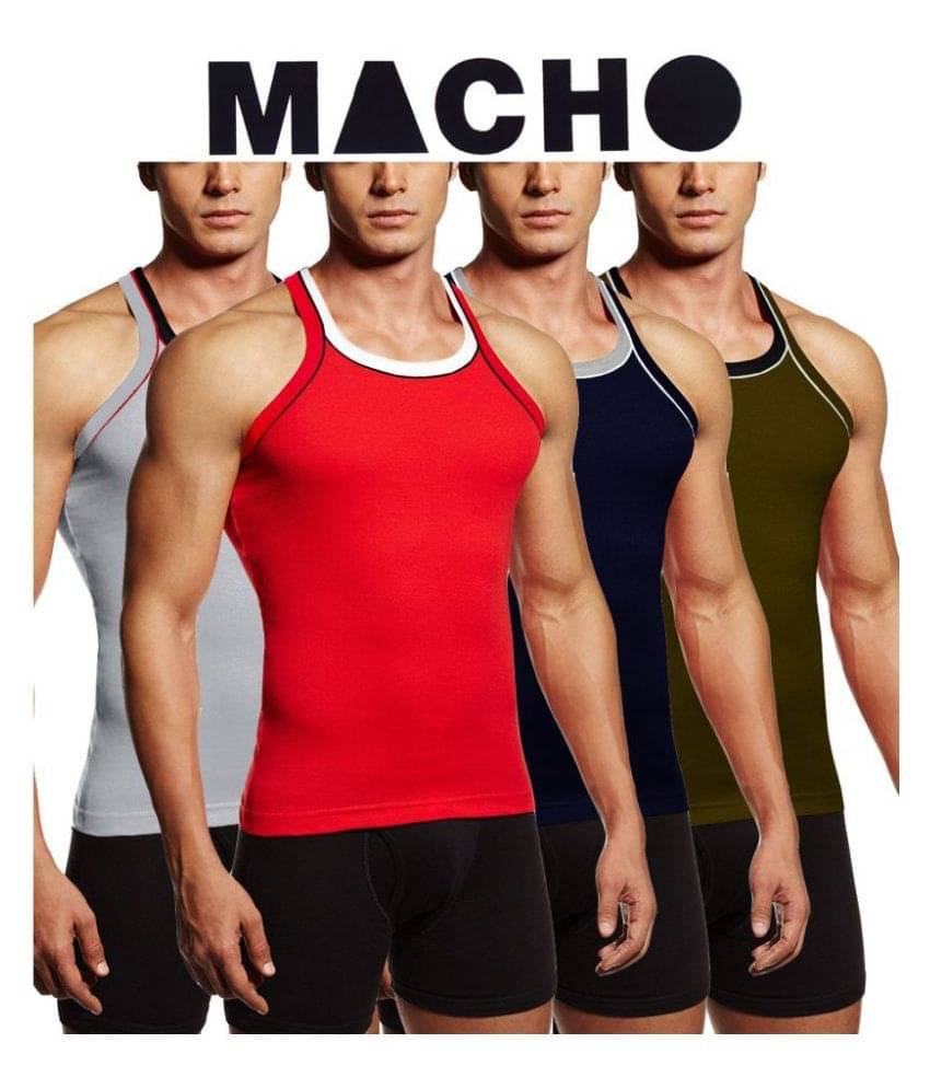 Macho Sporto Multi Sleeveless Vests Pack of 4 Macho Sporto Multi Sleeveless Vests Pack of 4