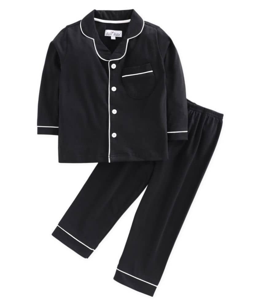 Nite Flite Pack of 1 Boys 100% Cotton Nightsuit Set ( Black ) - Nightwear & Loungewear | Buy online on ZillyBuy