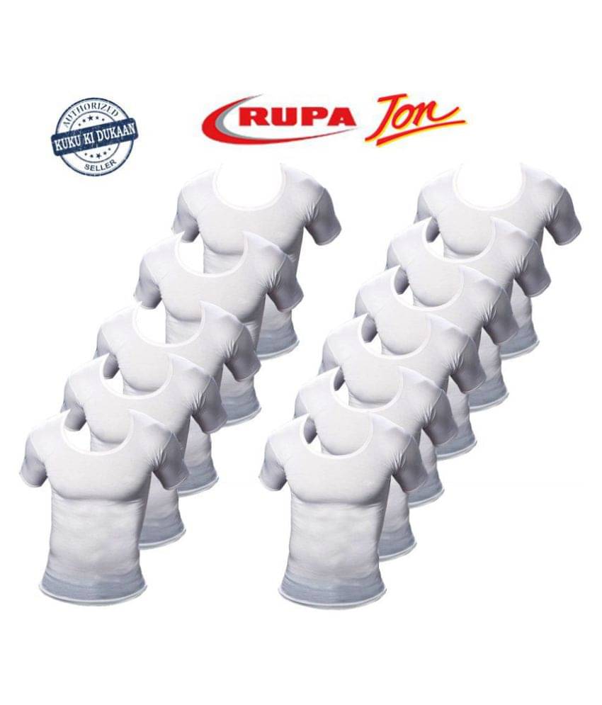Rupa White Half Sleeve Vests Pack of 11 Rupa White Half Sleeve Vests Pack of 11