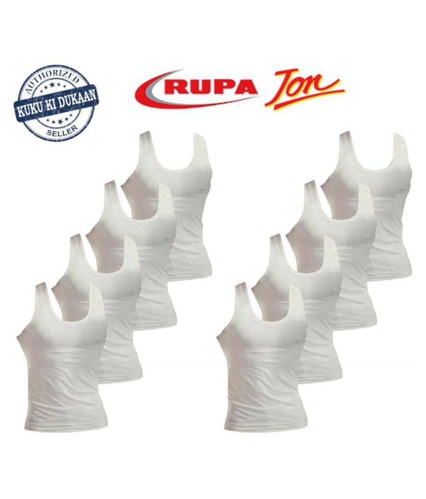 Rupa White Sleeveless Vests Pack of 8 Rupa White Sleeveless Vests Pack of 8