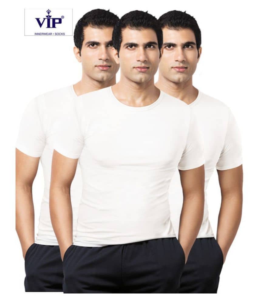 VIP White Half Sleeve Vests Pack of 3 - Nightwear & Loungewear | Buy online on ZillyBuy