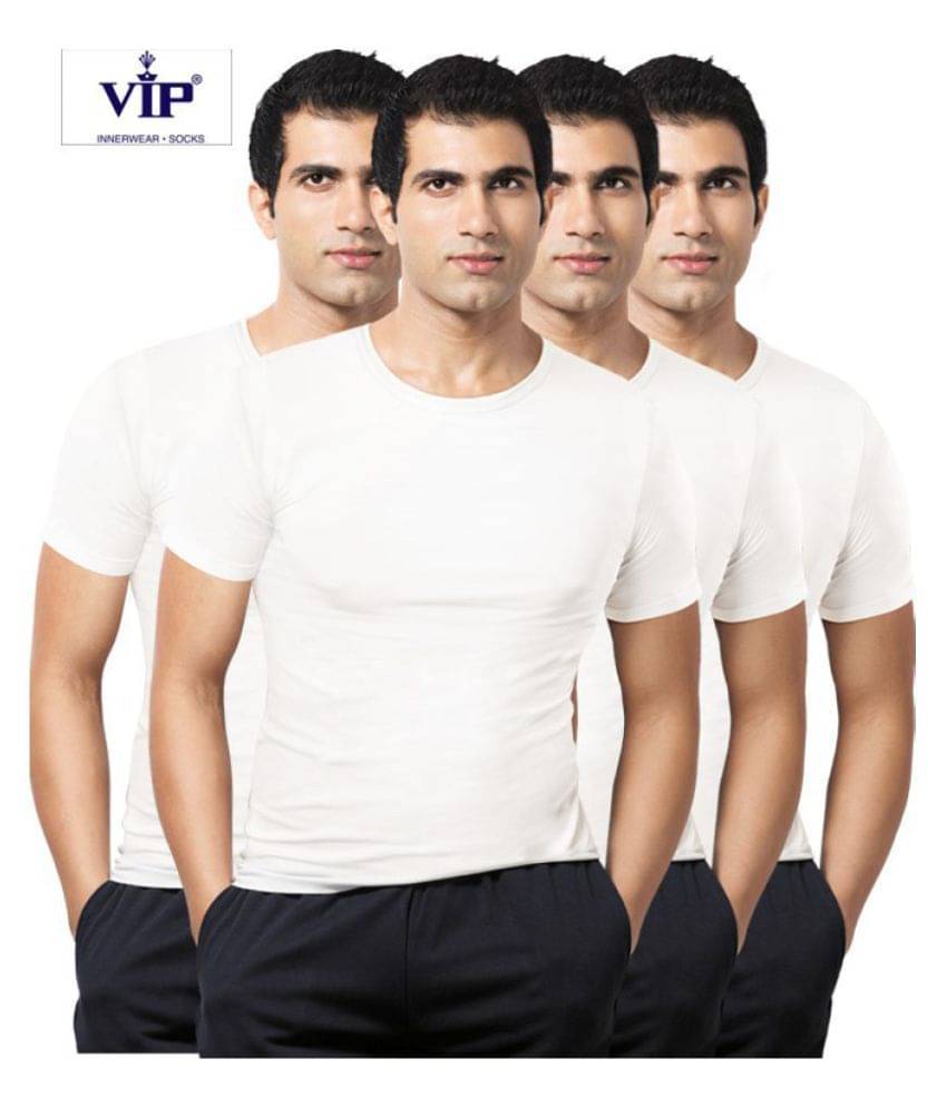 VIP White Half Sleeve Vests Pack of 4 VIP White Half Sleeve Vests Pack of 4