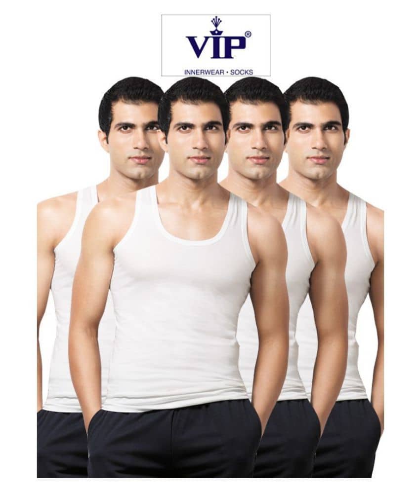VIP White Sleeveless Vests Pack of 4 - Nightwear & Loungewear | Buy online on ZillyBuy