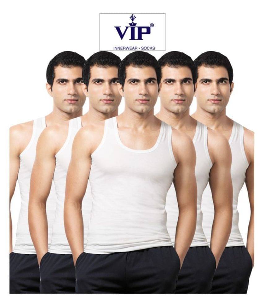 VIP White Sleeveless Vests Pack of 5 VIP White Sleeveless Vests Pack of 5