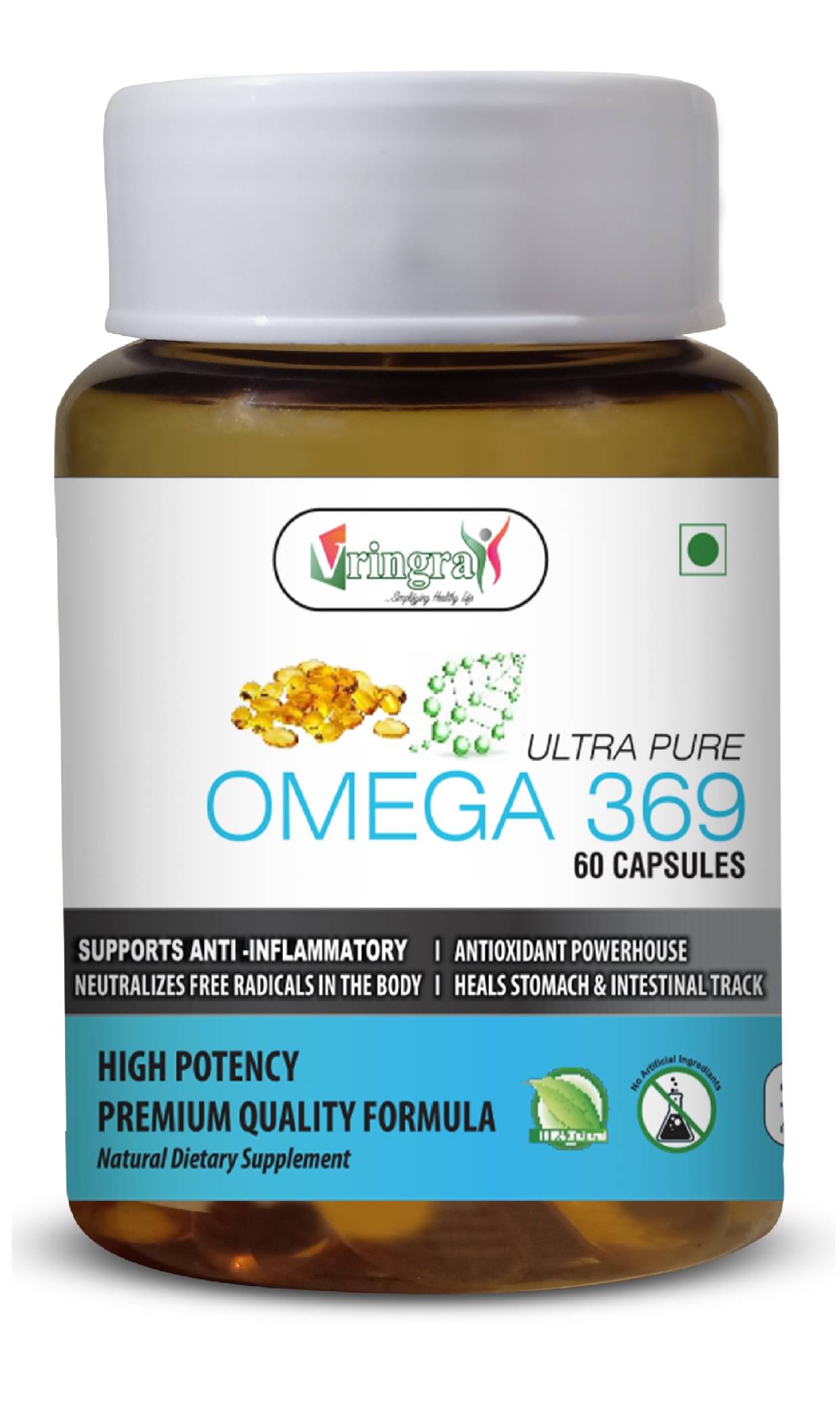     			Vringra Vringra World Class Omega 369 Capsules - Boost Stamina & Immune System - Health Supplement 60 Cap (Pack Of 1) 60 gm Natural Multivitamins Capsule