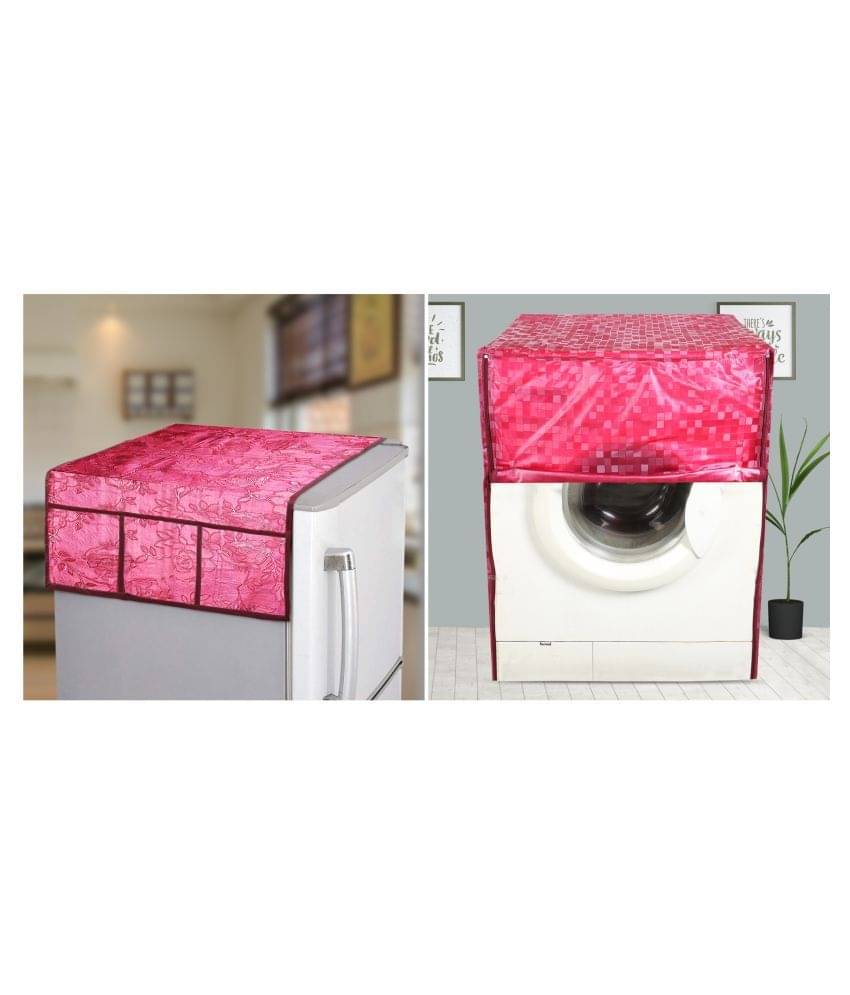 E-Retailer Set of 2 PVC Red Washing Machine Cover for Universal Front Load E-Retailer Set of 2 PVC Red Washing Machine Cover for Universal Front Load