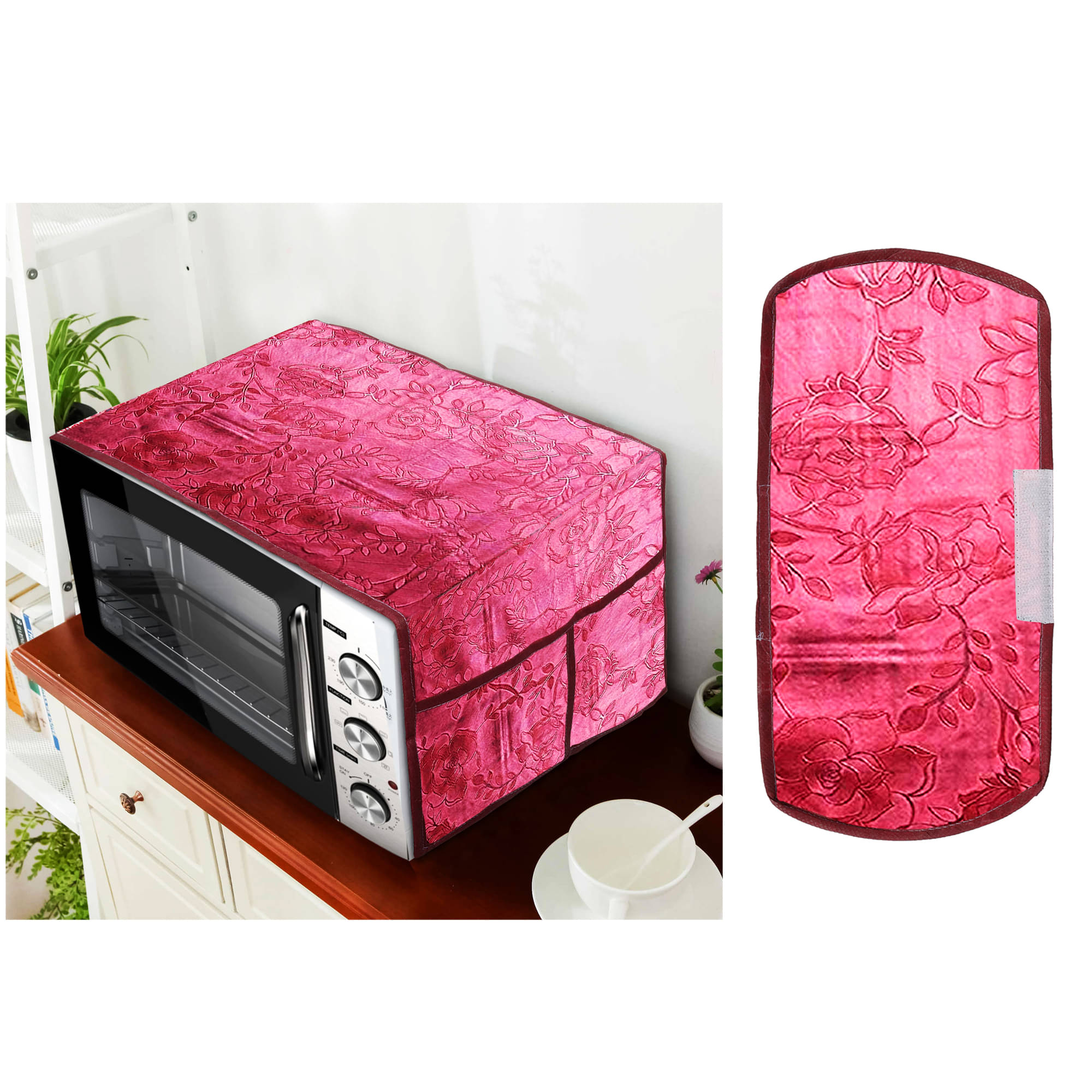 E-Retailer Set of 2 PVC Red Microwave Oven Cover -     			E-Retailer Set of 2 PVC Red Microwave Oven Cover -