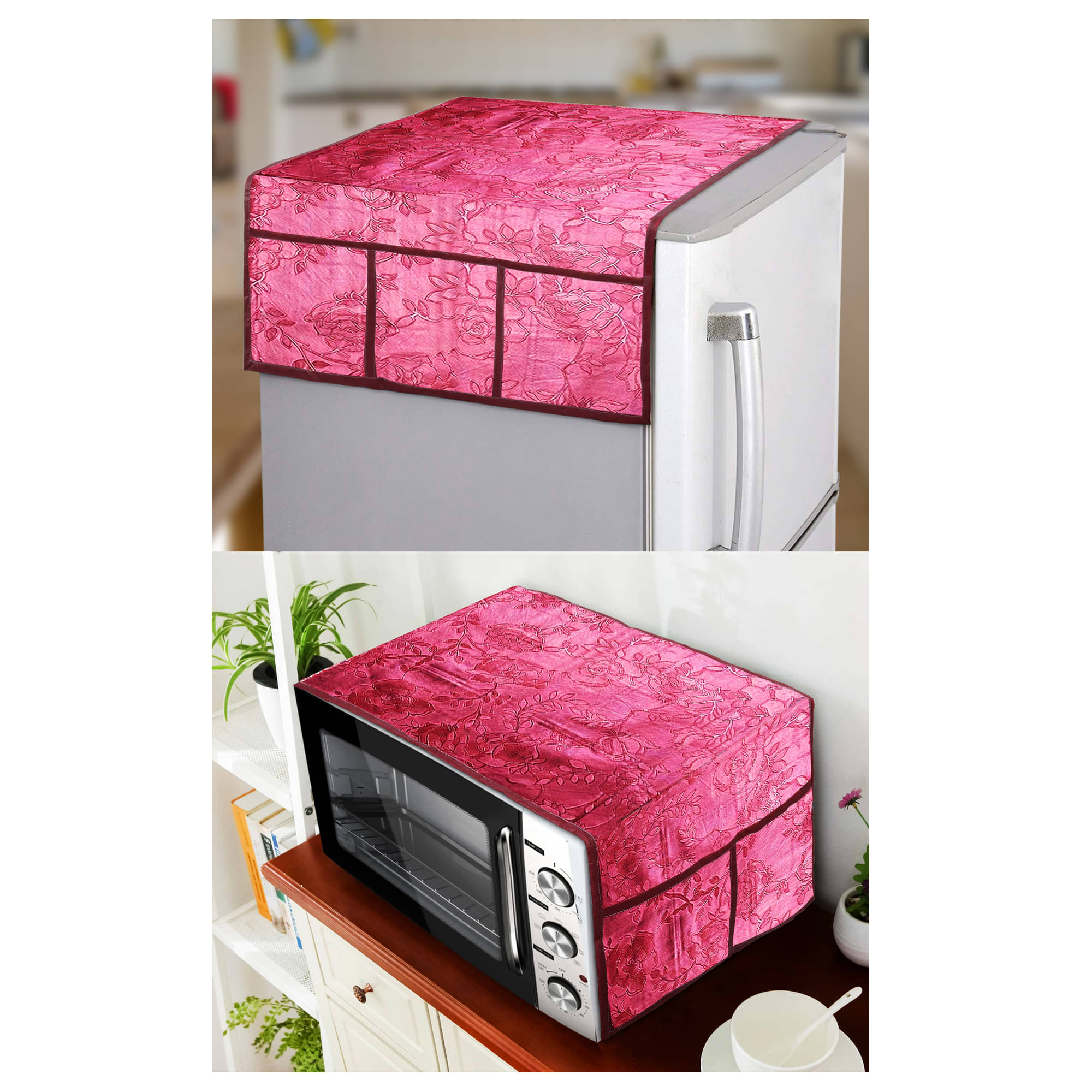     			E-Retailer Set of 2 PVC Red Fridge Top Cover