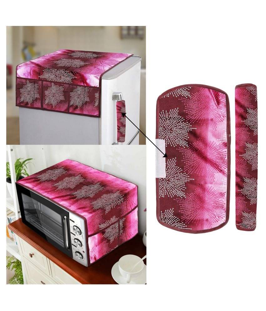 E-Retailer Set of 4 Polyester Pink Fridge Top Cover E-Retailer Set of 4 Polyester Pink Fridge Top Cover