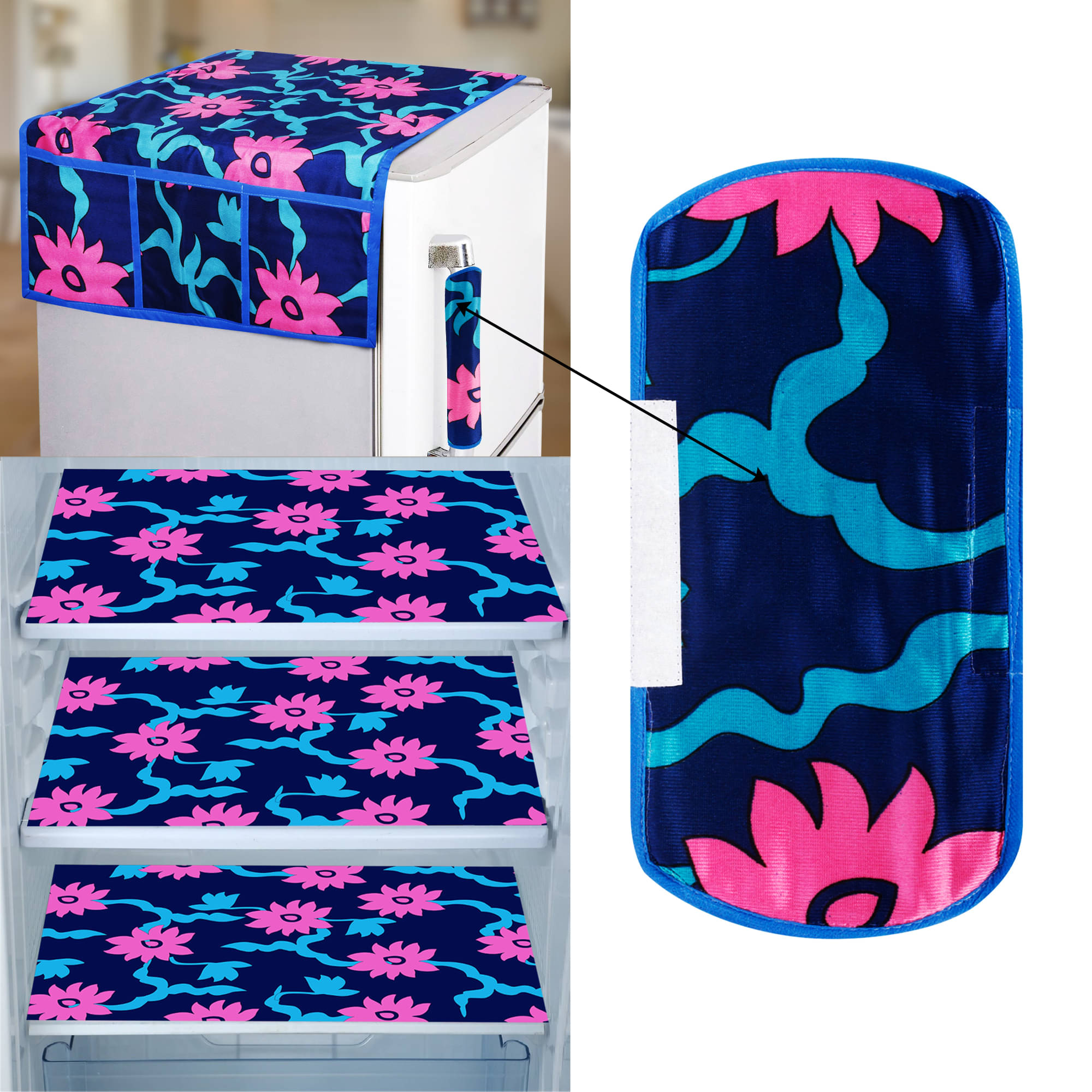 E-Retailer Set of 5 PVC Pink Fridge Top Cover E-Retailer Set of 5 PVC Pink Fridge Top Cover