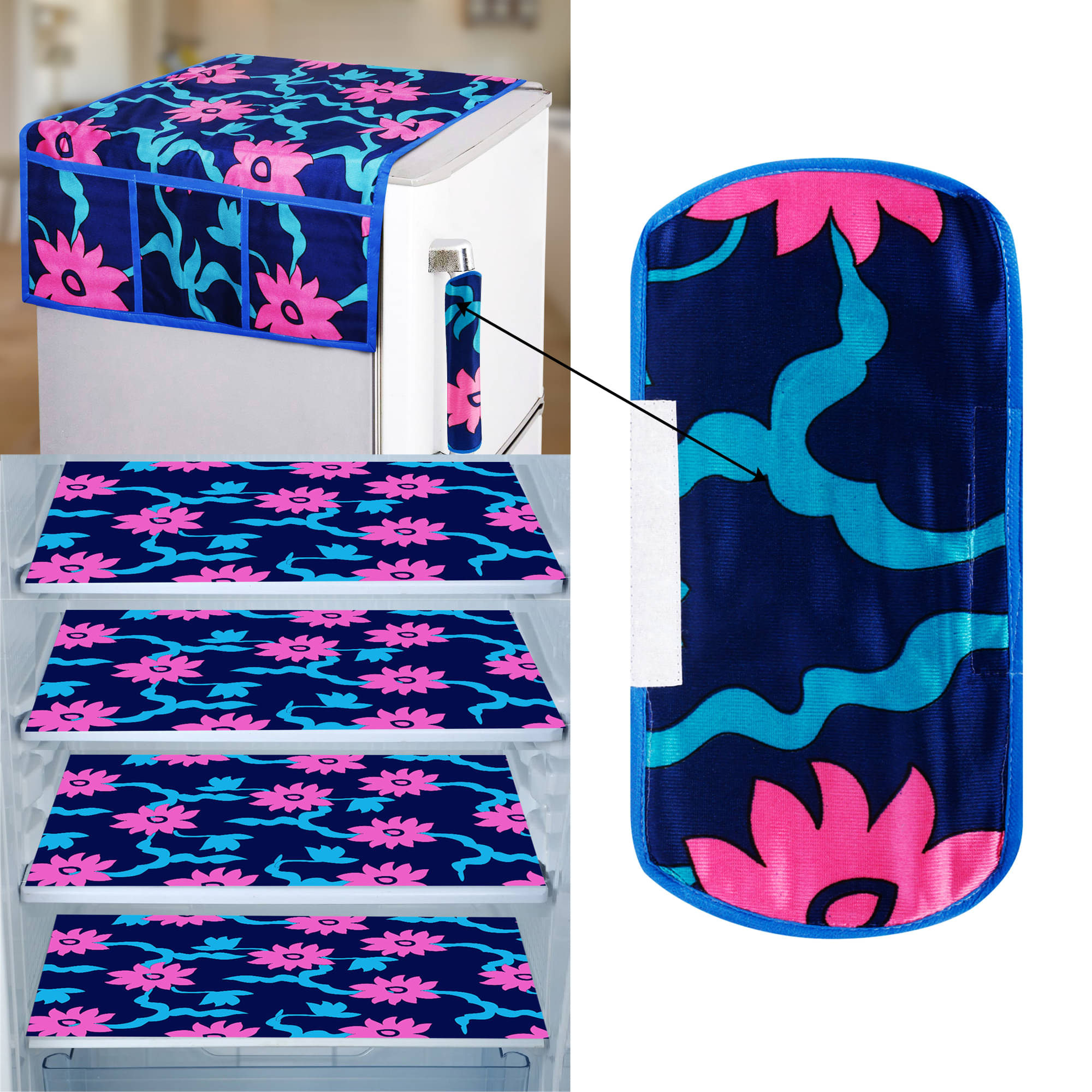 E-Retailer Set of 6 PVC Pink Fridge Top Cover E-Retailer Set of 6 PVC Pink Fridge Top Cover