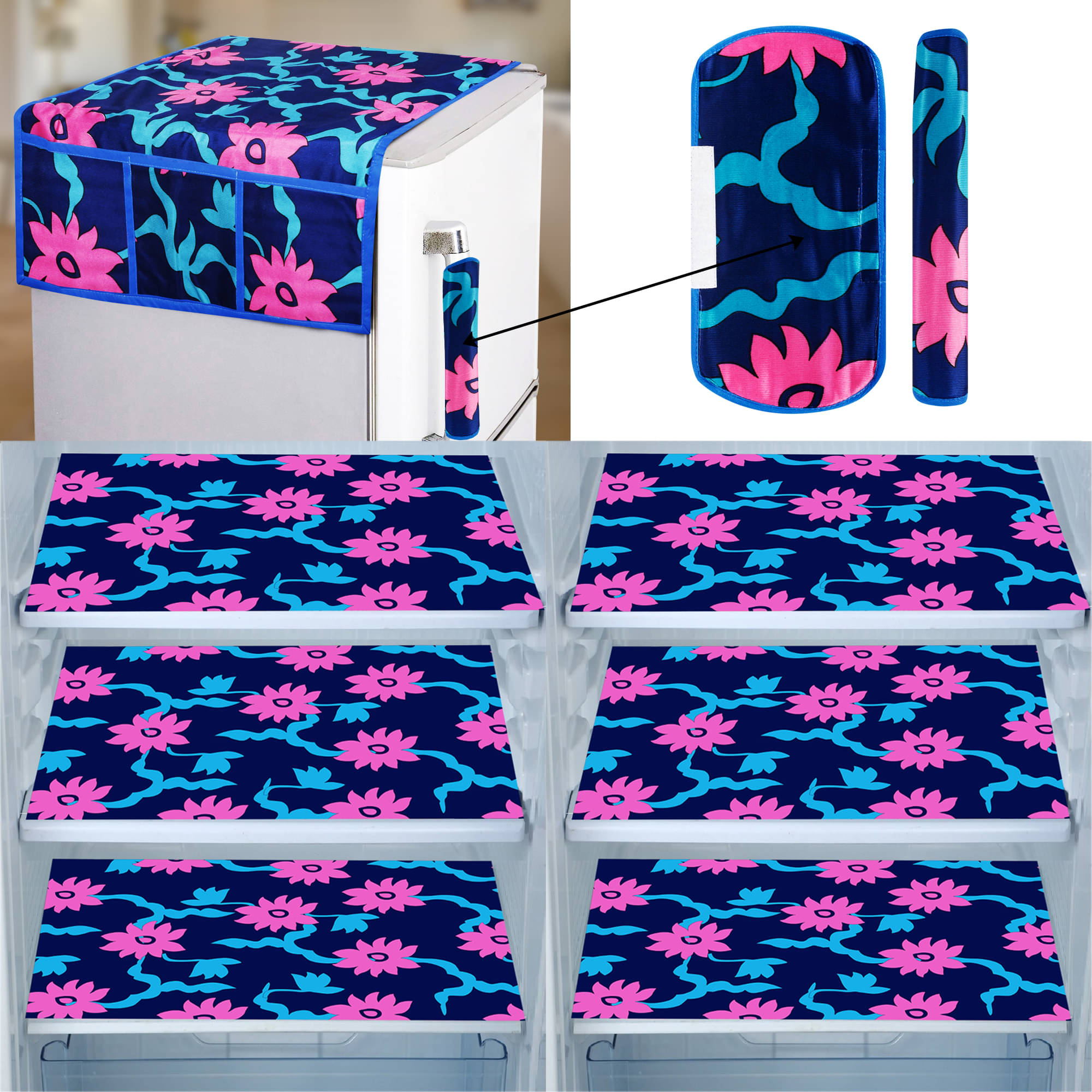 E-Retailer Set of 9 PVC Pink Fridge Top Cover E-Retailer Set of 9 PVC Pink Fridge Top Cover
