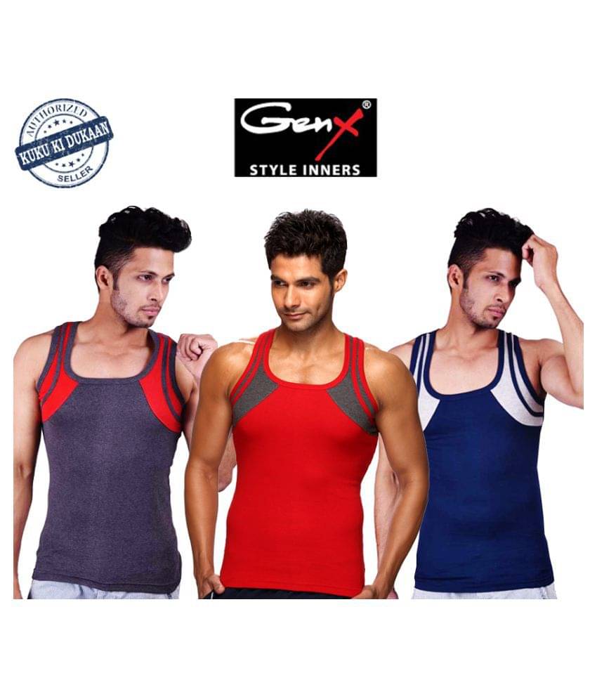     			Genx Multi Sleeveless Vests Pack of 3