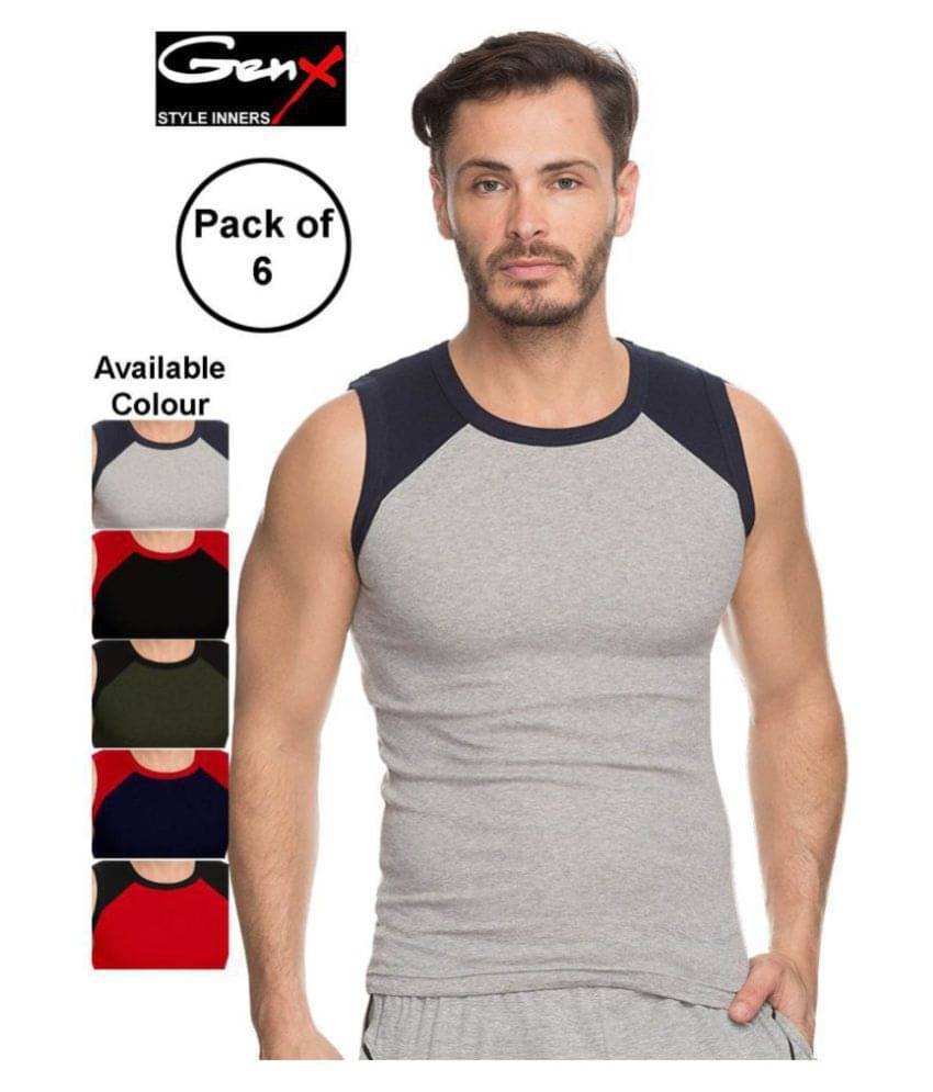 Genx Multi Sleeveless Vests Pack of 6 Genx Multi Sleeveless Vests Pack of 6