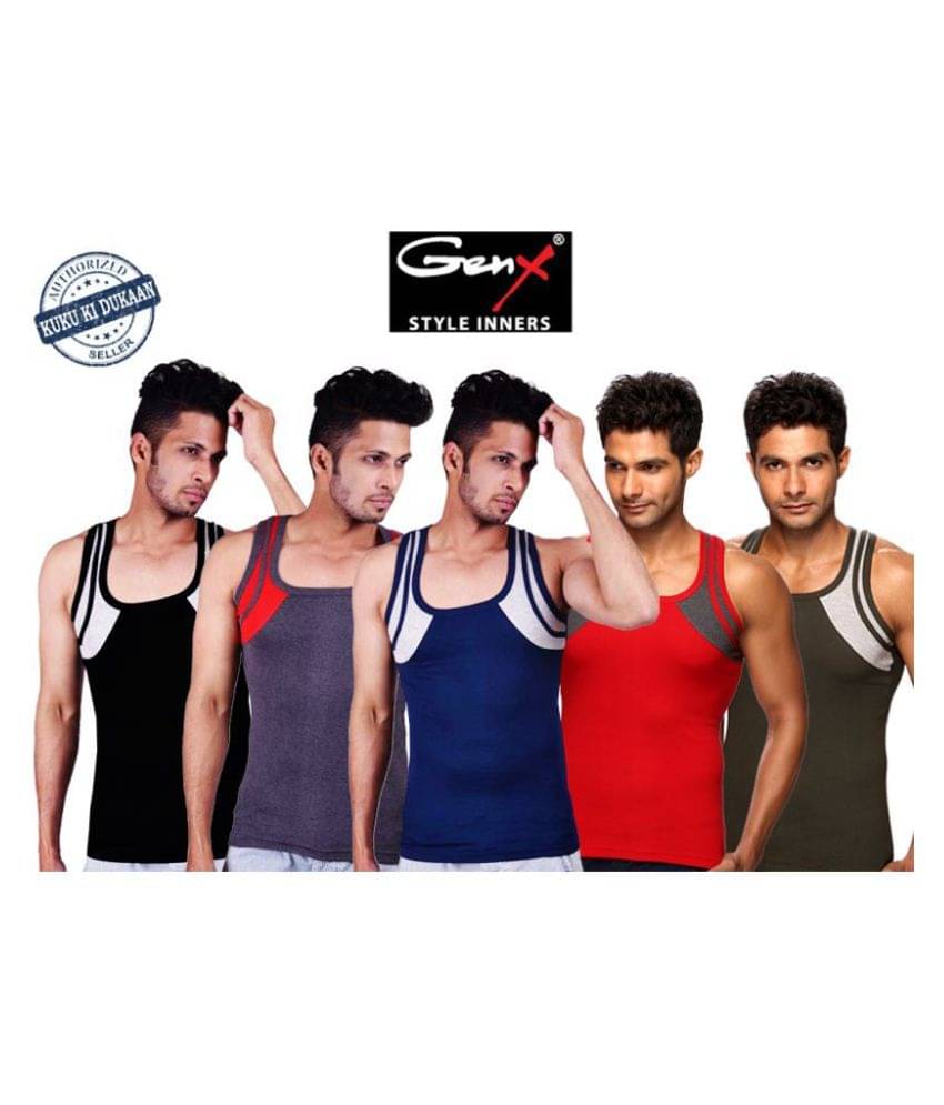 Genx Multi Sleeveless Vests Pack of 5 Genx Multi Sleeveless Vests Pack of 5