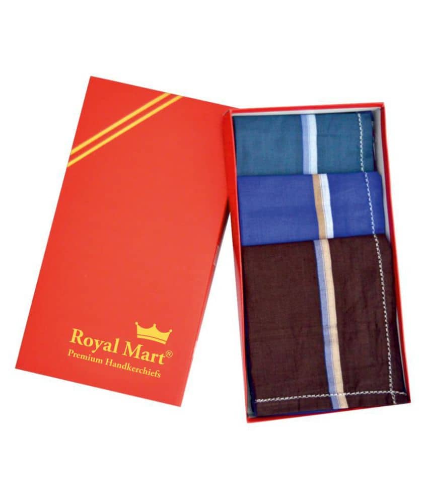 Royal Mart 12 Pieces Dark Colour 15 Inch Complete Face Cover Handkerchief Men's Cotton Striped | Comfortable and Convenient for Long Hours | Red Box | Multi Colour| Handkerchief (Pack of 12) - Jewellery Sets | Buy online on ZillyBuy