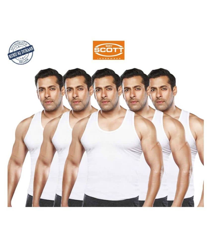Dixcy White Sleeveless Vests Pack of 5 - Nightwear & Loungewear | Buy online on ZillyBuy