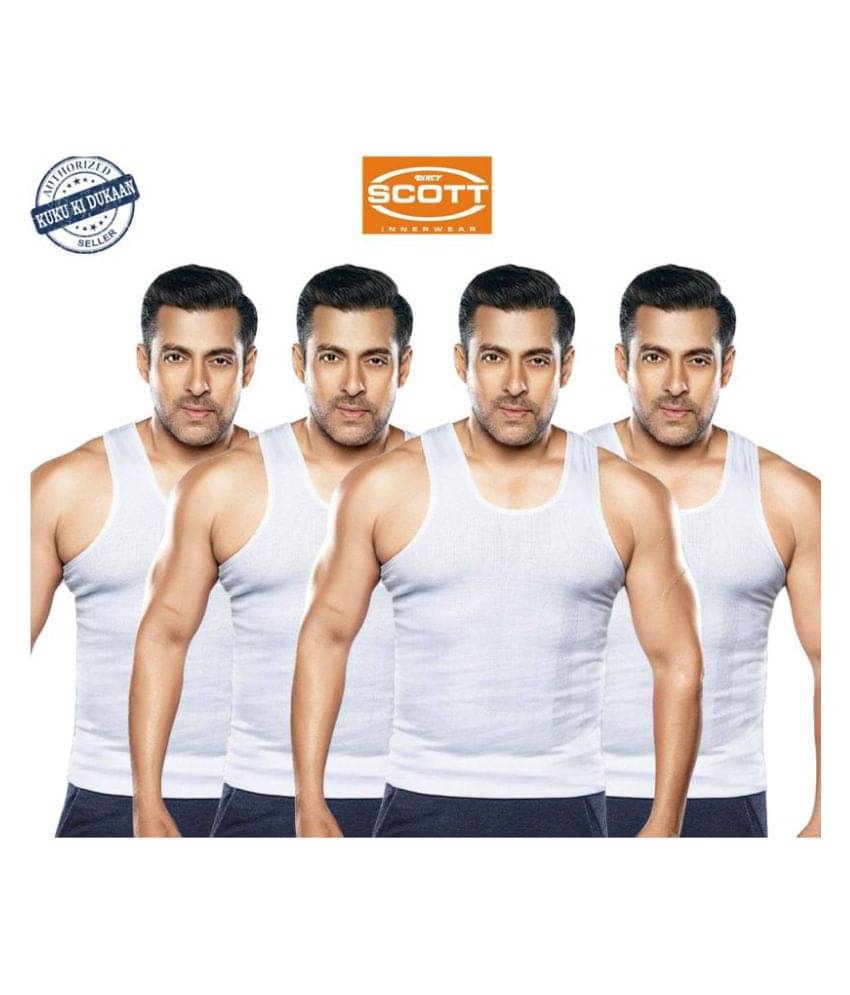     			Dixcy White Sleeveless Vests Pack of 4