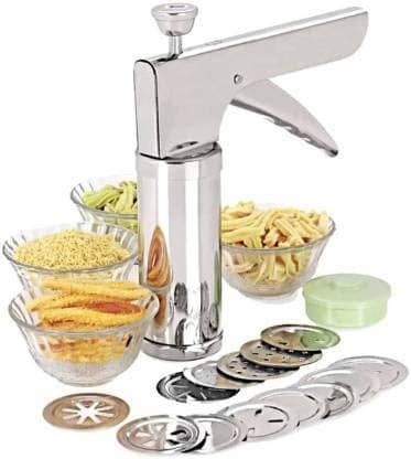 POWAFORCE Steel Kitchen Press 12 pc Jaalis for Murukku/Cookies/Noodles/Indian Snacks/idiyappam/chakli/Namkeen Sev Maker  for kitchenware