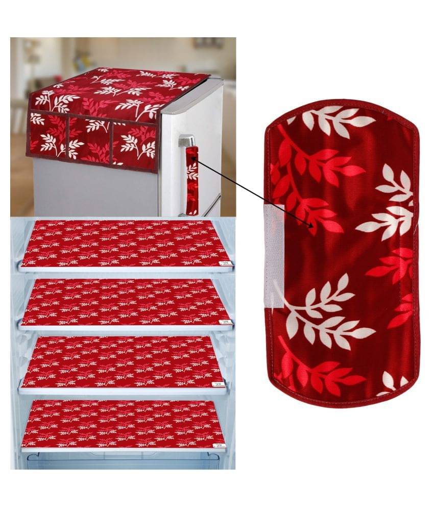 E-Retailer Set of 6 PVC Maroon Fridge Top Cover E-Retailer Set of 6 PVC Maroon Fridge Top Cover