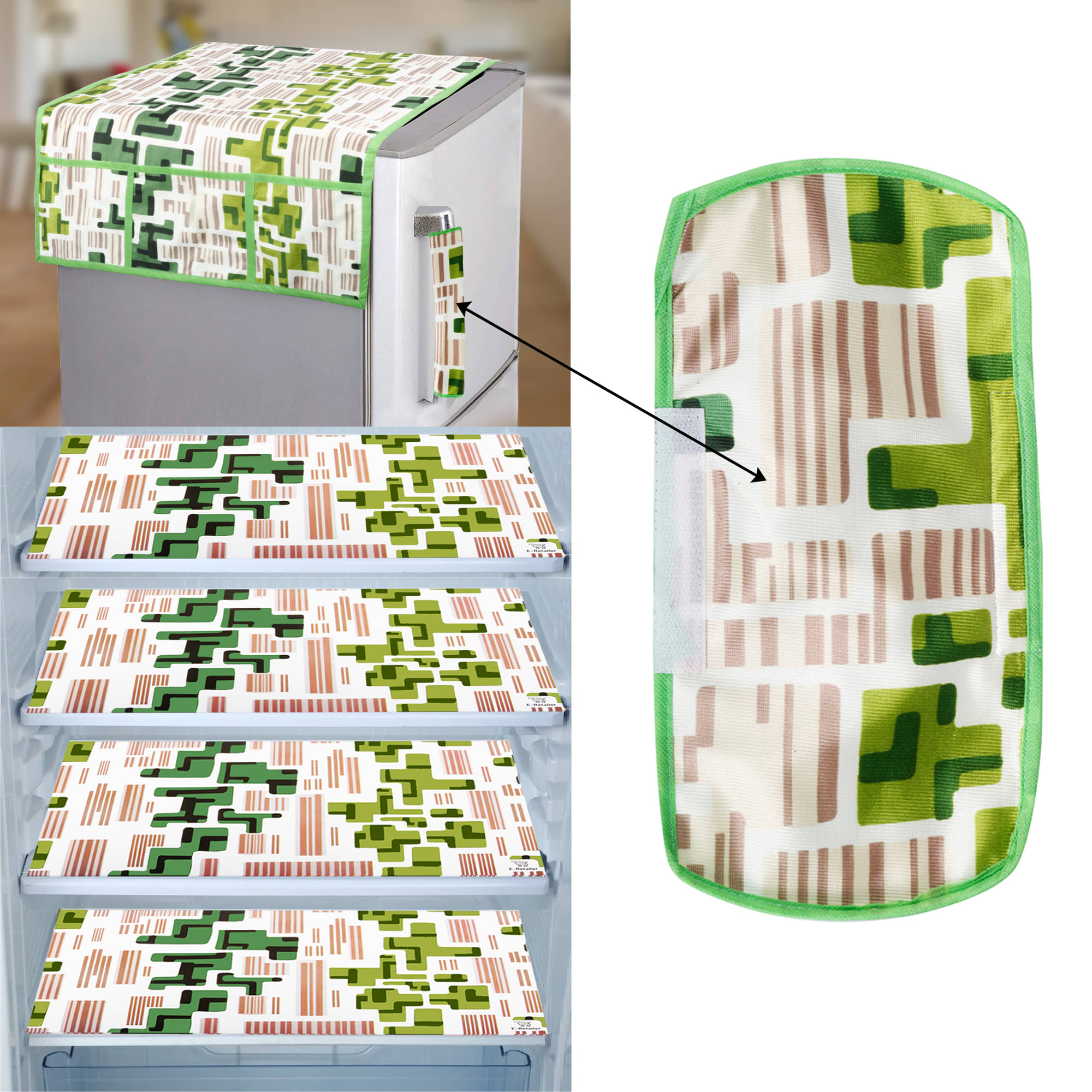 E-Retailer Set of 6 PVC Green Fridge Top Cover E-Retailer Set of 6 PVC Green Fridge Top Cover