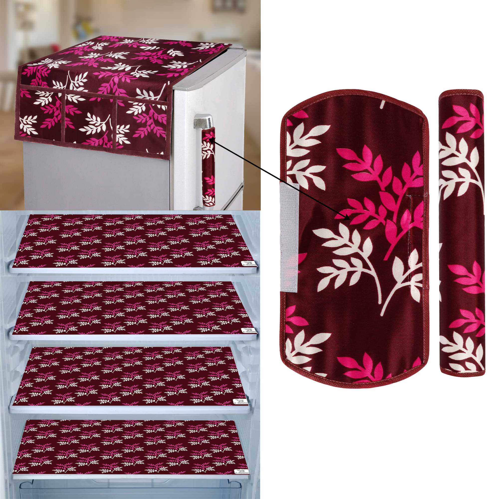 E-Retailer Set of 7 PVC Purple Fridge Top Cover E-Retailer Set of 7 PVC Purple Fridge Top Cover