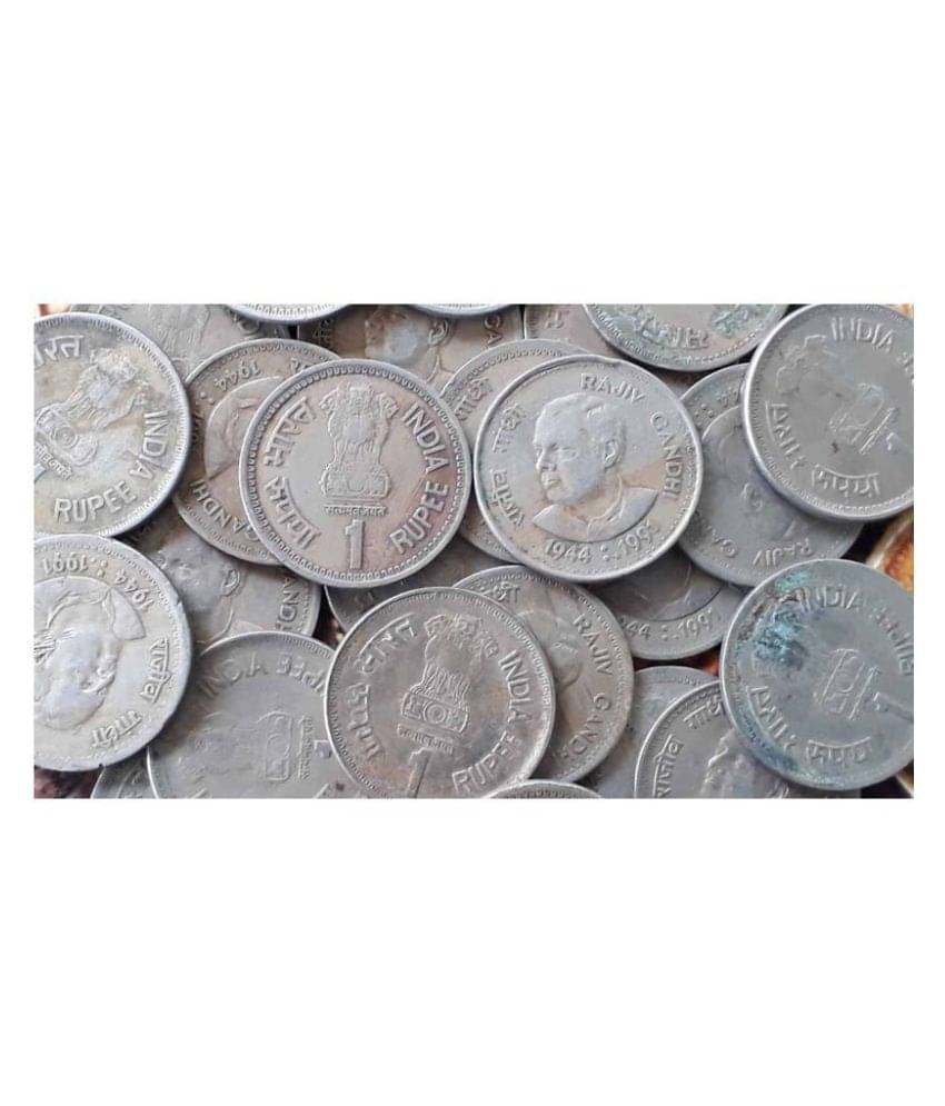 100 PIECES LOT - 1 R (Rajiv Gandhi) 1991 Circulating commemorative coin: Rajiv Gandhi Copper-nickel • 6 g • ⌀ 26 mm - COMMEMORATIVE - INDIA - CIRCULATED CONDITION 100 PIECES LOT - 1 R (Rajiv Gandhi) 1991 Circulating commemorative coin: Rajiv Gandhi Copper-nickel • 6 g • ⌀ 26 mm - COMMEMORATIVE - INDIA - CIRCULATED CONDITION