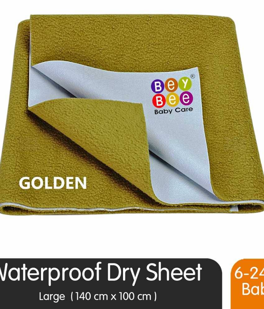     			BeyBee Waterproof Baby Bed Protector Dry Sheet for New Born Babies (Large (140cm X 100cm), Gold)