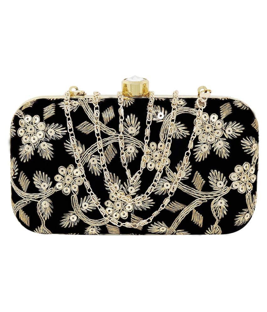 Bulbul Black Velvet Box Clutch - Handbags | Buy online on ZillyBuy