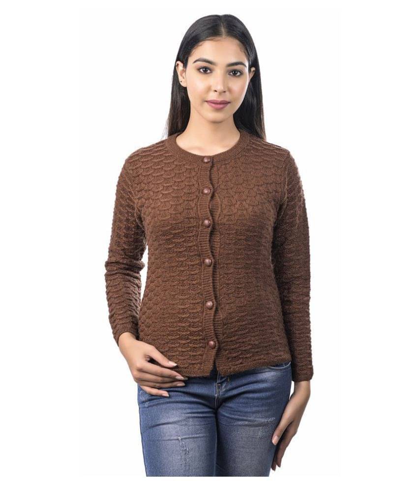     			Ogarti Acrylic Brown Buttoned Cardigans