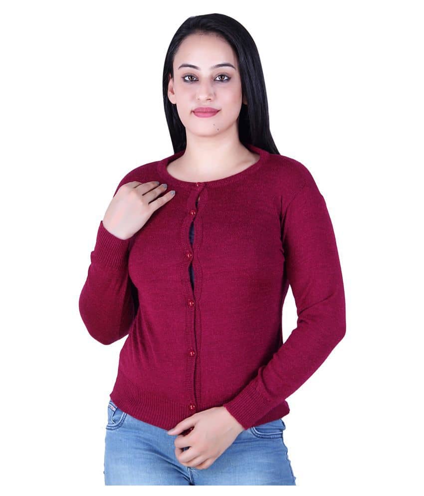Ogarti Acrylic Maroon Cardigans Dress