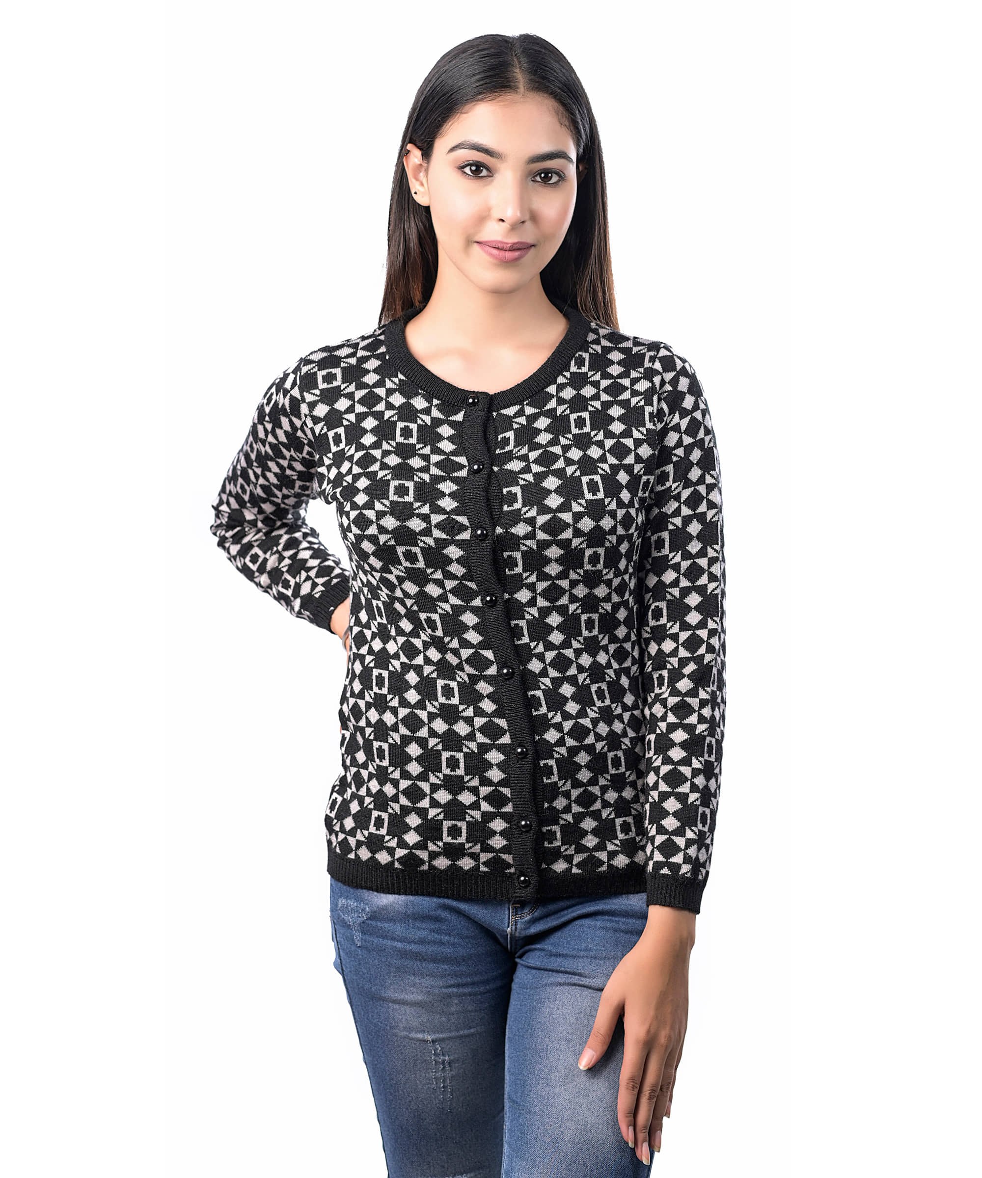 Ogarti Acrylic Grey Buttoned Cardigans
