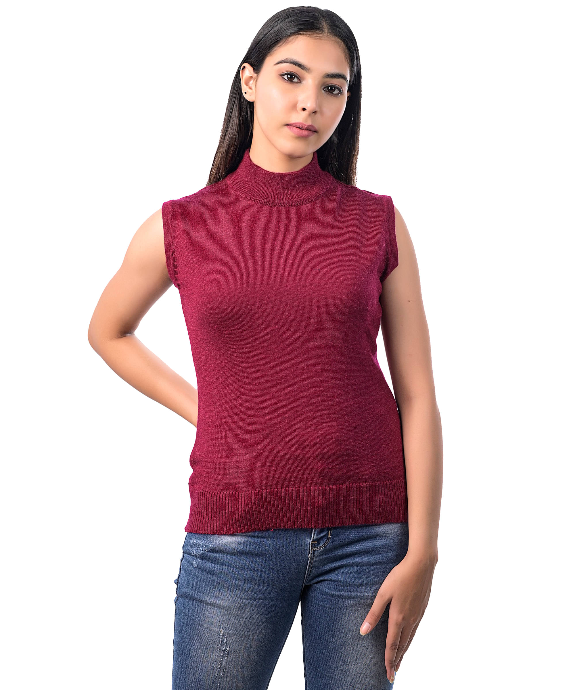 Ogarti Women Acrylic High Neck Cardigan ( Purple )     			Ogarti Women Acrylic High Neck Cardigan ( Purple )