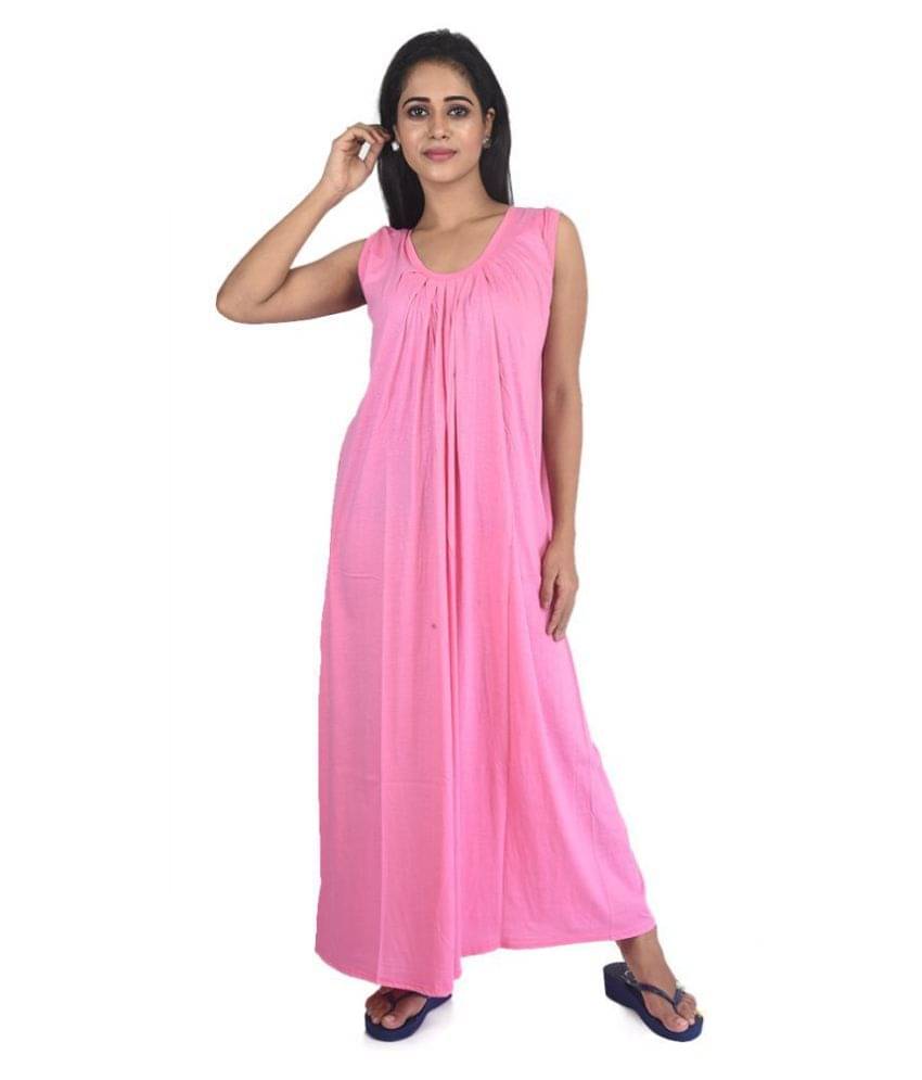 PIYALI'S CREATION WOMEN'S Hosiery Nighty & Night Gowns - Pink PIYALI'S CREATION WOMEN'S Hosiery Nighty & Night Gowns - Pink