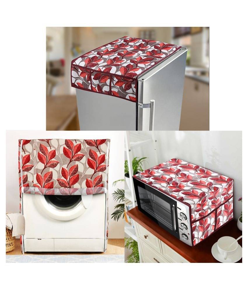 E-Retailer Set of 3 Polyester Pink Fridge Top Cover E-Retailer Set of 3 Polyester Pink Fridge Top Cover