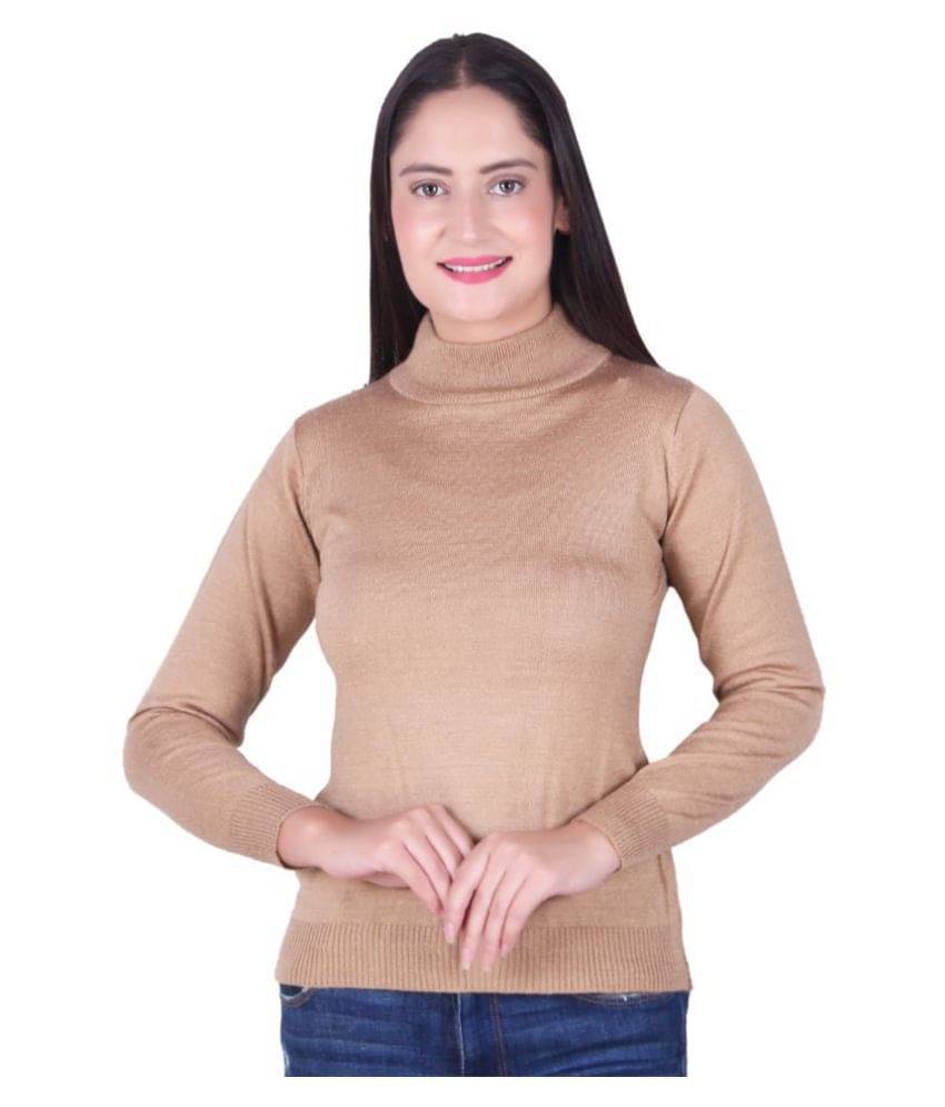 Ogarti Women Acrylic Round Neck Pullover ( Beige )     			Ogarti Women Acrylic Round Neck Pullover ( Beige )